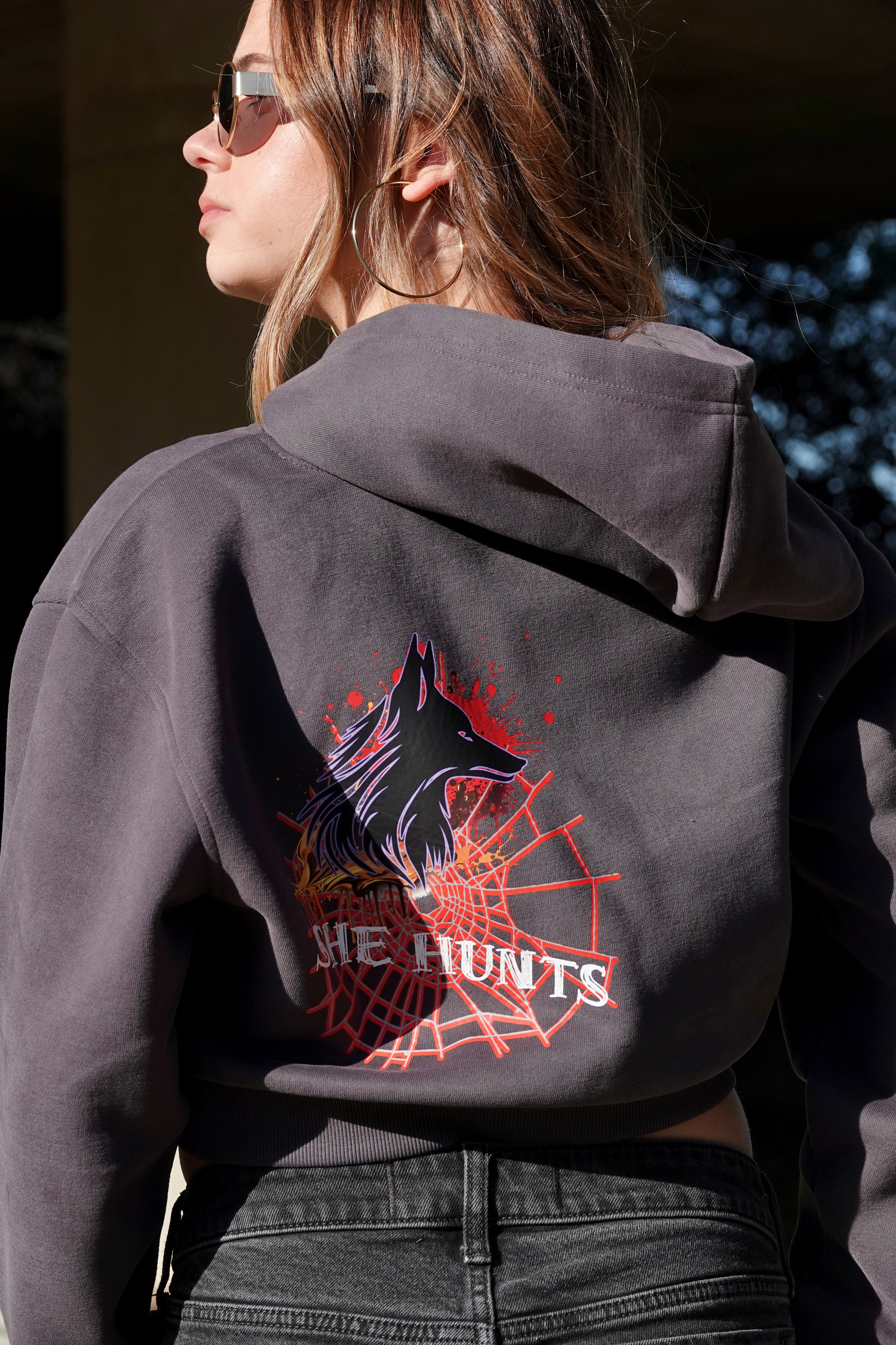 She Hunts Cropped Hoodie